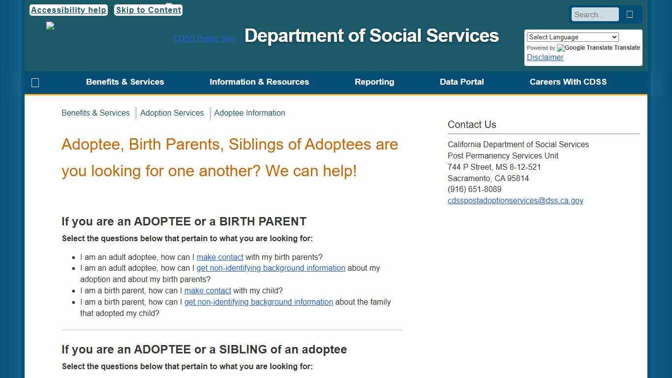 Adoptee Information