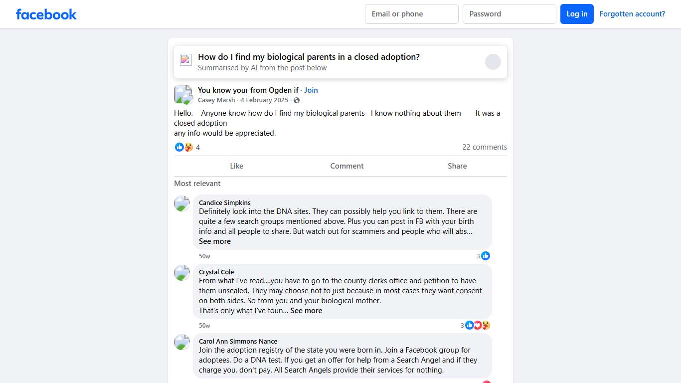 You know your from Ogden if | Hello. Anyone know how do I find my biological parents I know nothing about them It was a closed adoption | Facebook