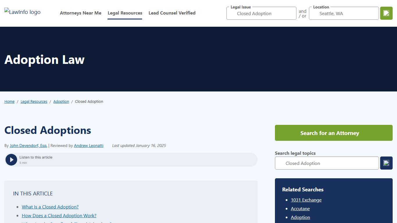 Closed Adoptions | LawInfo